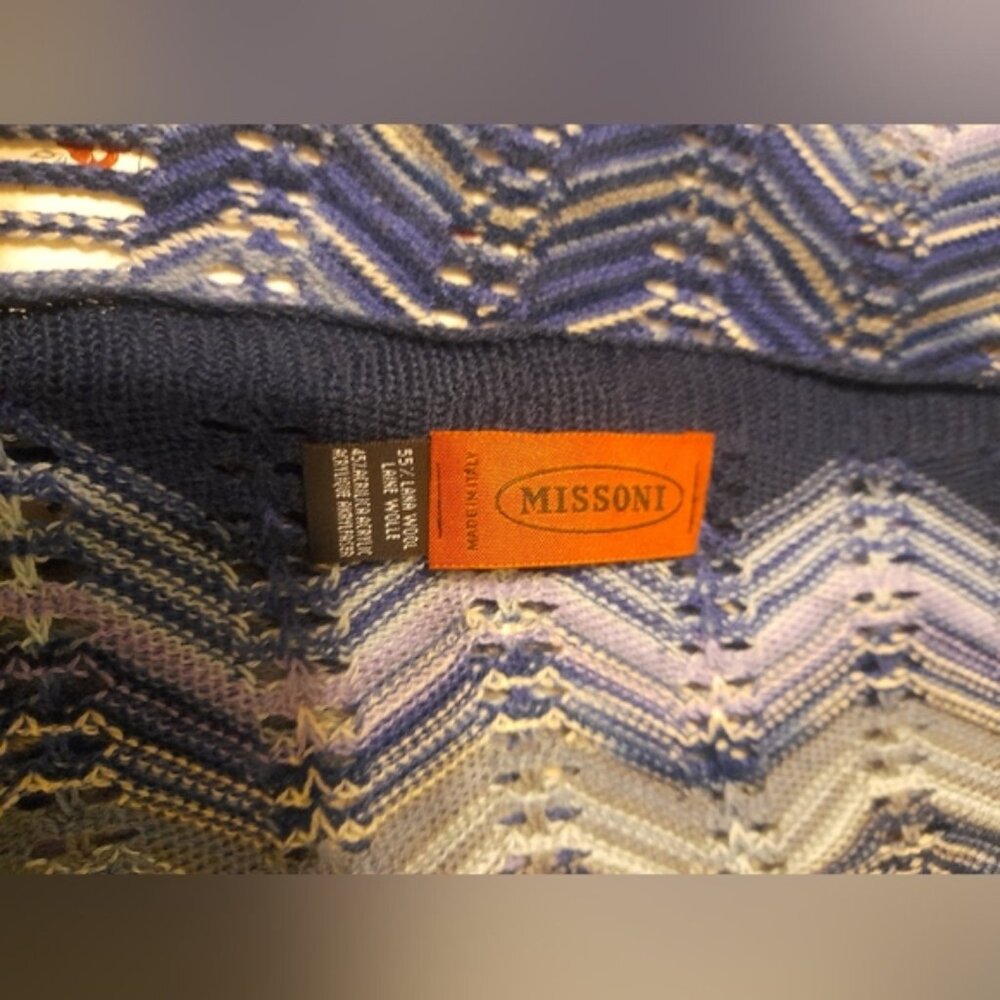 Missoni - Aztec Wave Zig Zag Long Fringe Scarf - Picture 5 of 7